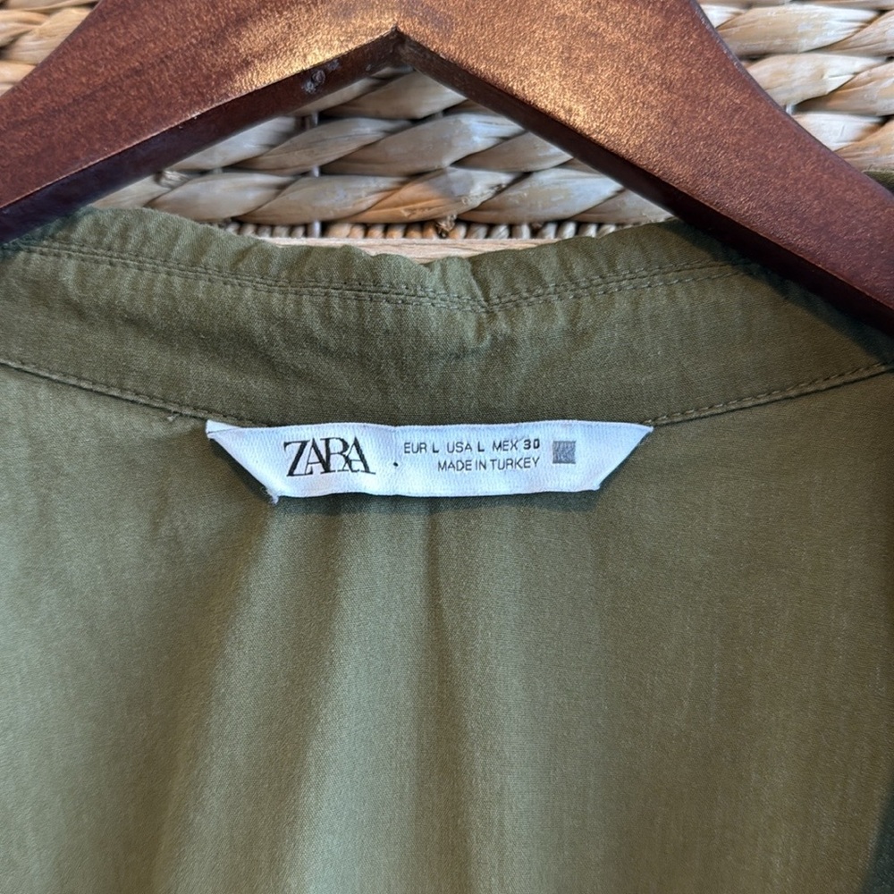 Zara Belted Spring/Fall Utility Trench Jacket Coat, L - Picture 3 of 5